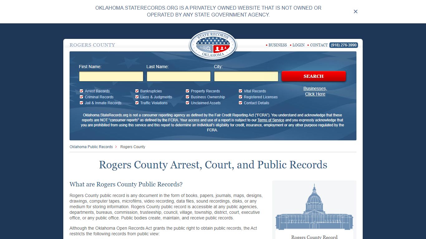 Rogers County Arrest, Court, and Public Records