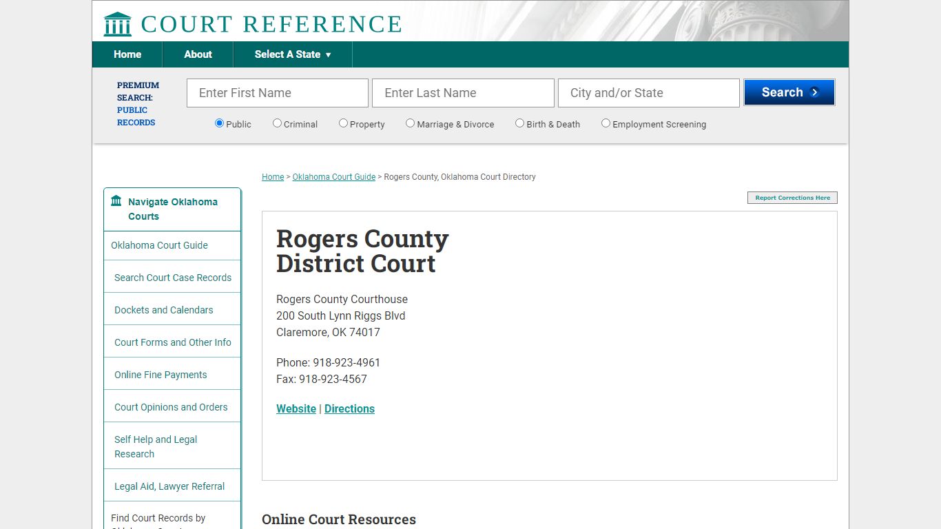 Rogers County District Court - CourtReference.com